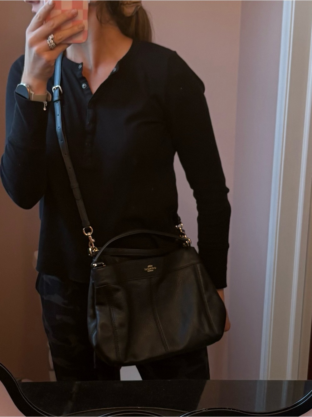 Coach Black Pebbled Leather Convertible Satchel Shoulder Crossbody Bag - Picture 4 of 16